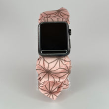 Load image into Gallery viewer, Scrunchie Watch Band | Anime KNY | Pink & Brown Geometric
