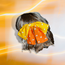 Load image into Gallery viewer, Japanese Over-sized Hair Bow | Anime KNY Lightning | Orange &amp; Yellow Ombre Triangles

