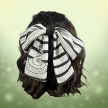Load image into Gallery viewer, Japanese Over-sized Hair Bow | Anime KNY | Black &amp; White Serpent Hashira
