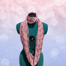 Cargar imagen en el visor de la galería, Chiffon Infinity Scarf | Pink Geometric Flower