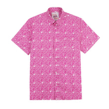 Load image into Gallery viewer, pink unisex button up shirt with kirby