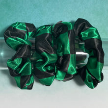 Load image into Gallery viewer, Satin Hair Scrunchie | Anime KNY | Black and Green Checker
