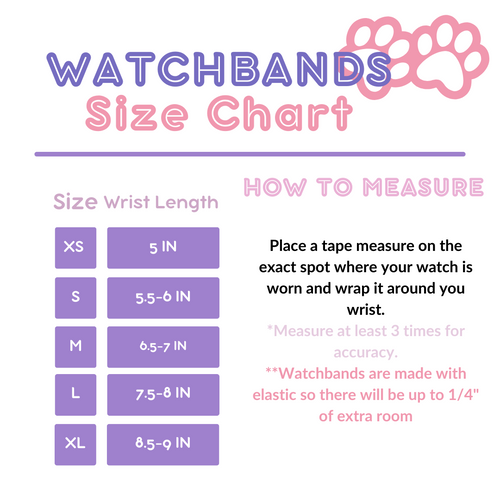 Scrunchie Watch Band Size Chart