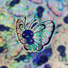 Load image into Gallery viewer, two inch butterfree with shinobu glitter wings vinyl sticker
