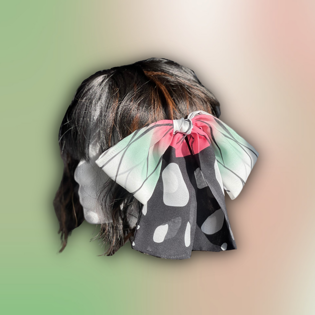 Japanese Over-sized Hair Bow | Anime KNY | Butterfly Hashira Pink & Green