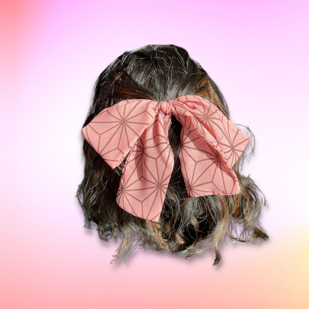 Japanese Over-sized Hair Bow | Anime KNY | Pink and Brown