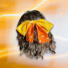 Cargar imagen en el visor de la galería, Japanese Over-sized Hair Bow | Anime KNY Lightning | Orange &amp; Yellow Ombre Triangles
