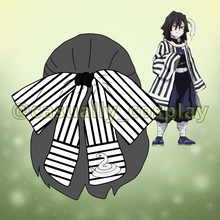Load image into Gallery viewer, Japanese Over-sized Hair Bow | Anime KNY | Black &amp; White Serpent Hashira
