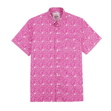 Load image into Gallery viewer, pink unisex button up shirt with kirby 
