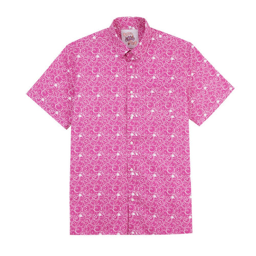 pink unisex button up shirt with kirby 
